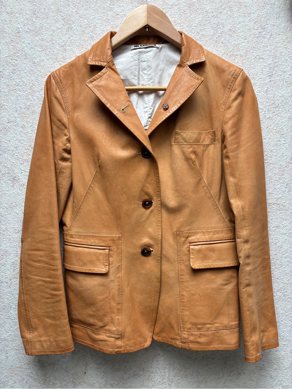 Jil Sander Tan Leather Blazer Jacket